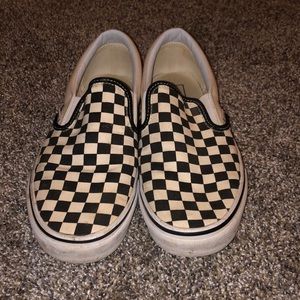 Checkered pattern white and black vans